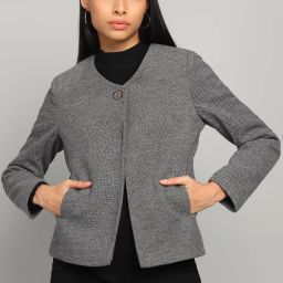 Knitted Tweed Solid Coat For Women-image-63