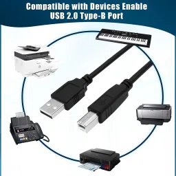 Fedus Reversible USB 2.0 1.5 m 1.5 Meter 4.9FT Printer Cable, USB Printer Cord 2.0 Type A Male to B Male Cable Scanner Cord High Speed Compatible with HP, Canon, Dell, Epson, Lexmark, Xerox, Samsung and More-31