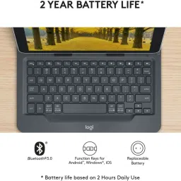 Logitech Universal Folio (7th, 8th & 9th Gen) Precision trackpad, Smart Connector Tech Bluetooth Handheld Tablet Keyboard Compatible with Desktop, Laptop, Mac Universal Folio (7th, 8th & 9th Gen) Precision trackpad, Smart Connector Tech image 4
