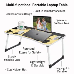 a v creation Foldable multipurpose Table Wood Portable Laptop Table image 2
