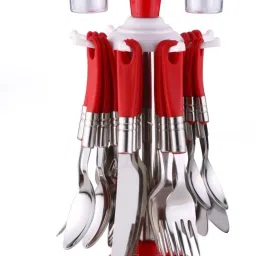 Classic Cutlery Set-Red with Spoon Set 24pcs Stainless Steel Cutlery Set-image-6