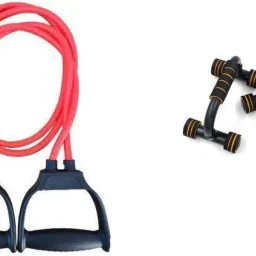 Push UP BAR with Double Toning Resistance Tube (Combo of 2) Pull-up Bar Fitness Accessory Kit Kit-image-48