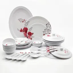 Pack of 40 Melamin Wcse present City gold Pink and red printed premium quality Round shape Dinner Set-2