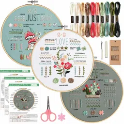 Embroidery Kit for Beginners Includes Colorful Threads Tools Embroidery Hoop-image-18