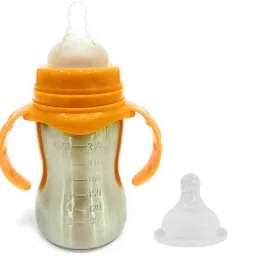 Stainless Steel Infant Feeding Bottle For Babies With 2 Nipples - 240-image-31