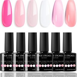UV Gel Nail Polish Set Elegant shades of Pink Glossy Finish Gel Polish Kit 7.5ml Gulabi Pink G233-2