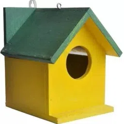 Green & Yellow Wooden Bird House-20