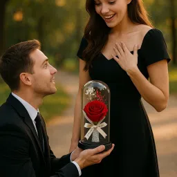jiyu BigRose Black, Red Rose Artificial Flower with Pot image 4