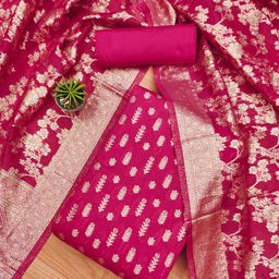 Panzora Ethnic Motifs Woven Design Zari Chanderi Cotton Unstitched Dress Material-picture-2