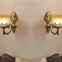Pack of 2/Crown On Glass Antique Portuguese Style Wall Light Sconce (Bronze) Wall Lights Lamp Shade-26