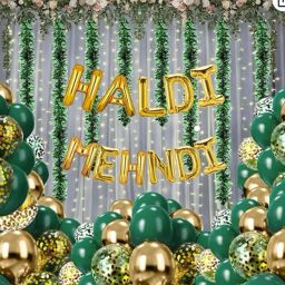 Solid haldi mehndi theme decorations items set combo kit for marriges Balloon-27