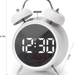 meneflix Digital Twin Bell Alarm Clock Extra Loud for Heavy Sleepers Clock with Night Light Clock image 3