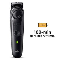BRAUN Series 5 Rechargeable Cordless Wet & Dry Trimmer for Beard & Moustache with 39 Length Settings for Men (100 Minutes Runtime, Quick Charging, Black) image 2