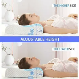 dzx-re Cervical Contour Memory Stomache / Side Sleepers / Anti-Snoring Memory Foam Solid Orthopaedic Pillow Pack of 1 image 2