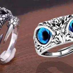 Owl Ring & Dragon Claw Ring for Men and Women, house of dragon ring Stainless Steel Silver Plated Ring Set-image-18