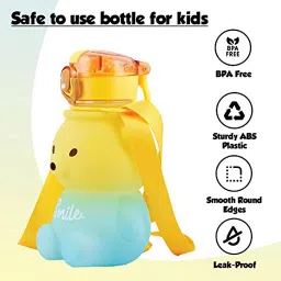 karioxcraft Push Button Open Teddy Water Sipper Bottle with Stickers and Adjustable Strap 800 ml Bottle image 4