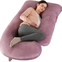 ultra soft j shaped Polyester Fibre Solid Pregnancy Pillow Pack of 1-image-73