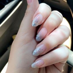 Fashionworldshop Glossy Nude Glitter Ombre Shape Long Oval Nude-image-61