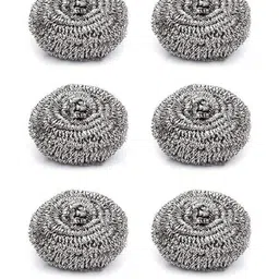 ARPANA BRIGHT Silver-Toned 6 piece Solid Stainless Steel Cleaning Scrubber-picture-33