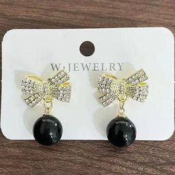 Estailo fashion Gold-Plated Artificial Stones Studded And Beaded Spherical Drop Earrings-image-87