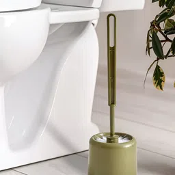 Home Centre Green & White Textured Toilet Brush Holder-79