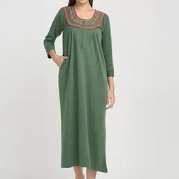 Arrabi Women Embroidered Maxi Nightdress-image-85