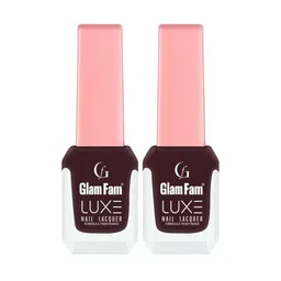 GlamFam Set Of 2 Glossy Finish Luxe Nail Lacquer - 12 ml Each - Dark Brown 44-14