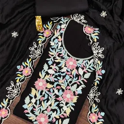 SAINOOR Embroidered Pure Silk Semi-Stitched Dress Material-image-64