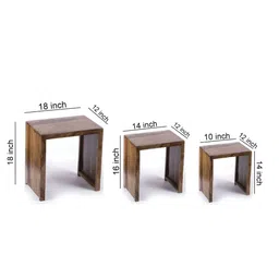 Ikiriya Set of 3 Brown Nesting Table image 2