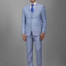 Louis Philippe Textured Slim Fit Single Breasted Notched Collar 3-Piece Formal Suit-picture-0