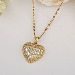 Estele Gold-Plated Artificial Stones Studded Heart Shaped Pendant-image-76