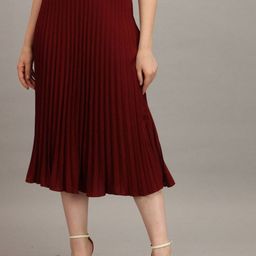 STARWORD A-Line Midi Pleated Skirt-picture-55