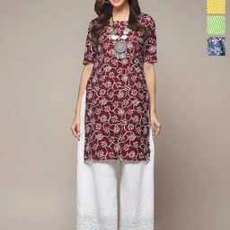 Anouk Rustic Women Pack of 4 Floral Printed Daily Straight Kurtas-image-97