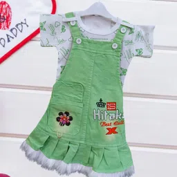 BAESD Infant Girls Printed Pure Cotton Dungarees With T-Shirt-23