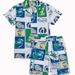 Gini and Jony Infants Printed Shirt Collar Pure Cotton Shirt With Shorts-image-30
