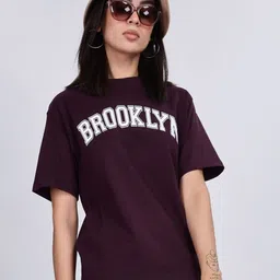 B BLUBERYL - Comfort Inside Out Women Typography Printed Applique T-shirt-image-60