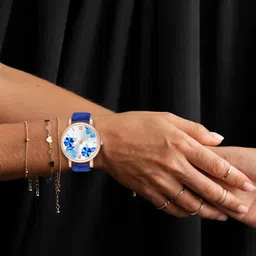 JUST LIKE Girls Printed Dial & Stainless Steel Straps Analogue Watch 81-Flowers Blue-18