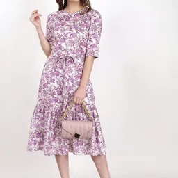 Jivitha Women Colourblocked Fit & Flare Midi Dress-image-13