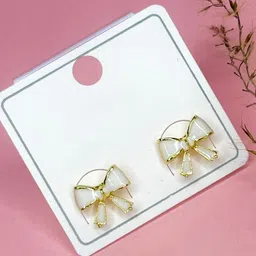 MONKDECOR Gold-Plated Contemporary Shaped Artificial Stone Studs-image-49
