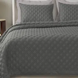 SANSAAR A DDECOR BRAND LIVE CONSCIOUSLY Grey Self Design Cotton 3 Piece Bedding Set-image-41
