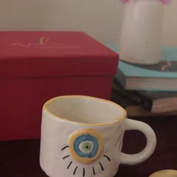 WEAVING HOMES White & Yellow Printed Ceramic Glossy Cups 220 ml-image-16