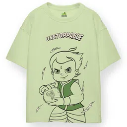 Chhota Bheem Boys Chhota Bheem Graphic Printed Round Neck Cotton Oversized T-shirt-picture-48