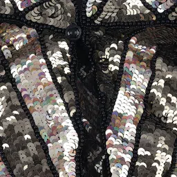 ODETTE Self Design Embellished Croped Open Front Shrug image 5