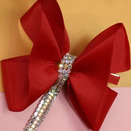Kamule Girls Stone Strings Embellished Detailed Bow Alligator Clip-picture-1