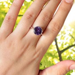 GenZcomplex Silver-Plated Amethyst Katela Jamunia Studded Finger Ring-image-63