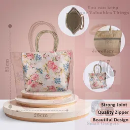 Kuber Industries 2 Pcs Floral Printed Structured Handheld Bag image 2