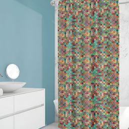 ArtzFolio Green & Orange Abstract Printed Waterproof Shower Curtain-8