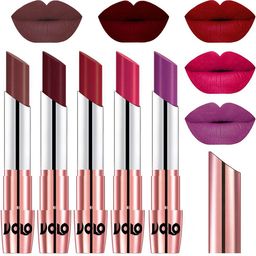 VOLO Set Of 5 Creme Matte Lipstick - Coffee34-Maroon42-Red43-Passion Pink44- Purple48-image-87