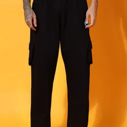 GRIFFEL Men Mid Rise Track Relaxed Fit Pants-image-79