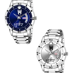 TARIDO Men Printed Dial & Bracelet Style Straps Analogue Watch Gurjar Blue+Silver Dial Day Date-image-67